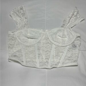 Faded Rose White Lace Top